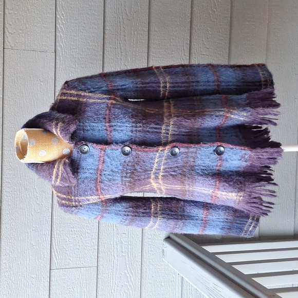 Free People fringe plaid jacket Mohair Alpaca Wool blend size XS - Picture 2 of 10